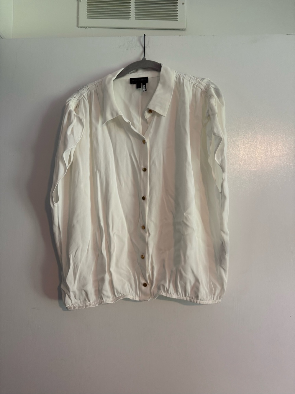 Donna Karan White Button-Front Blouse